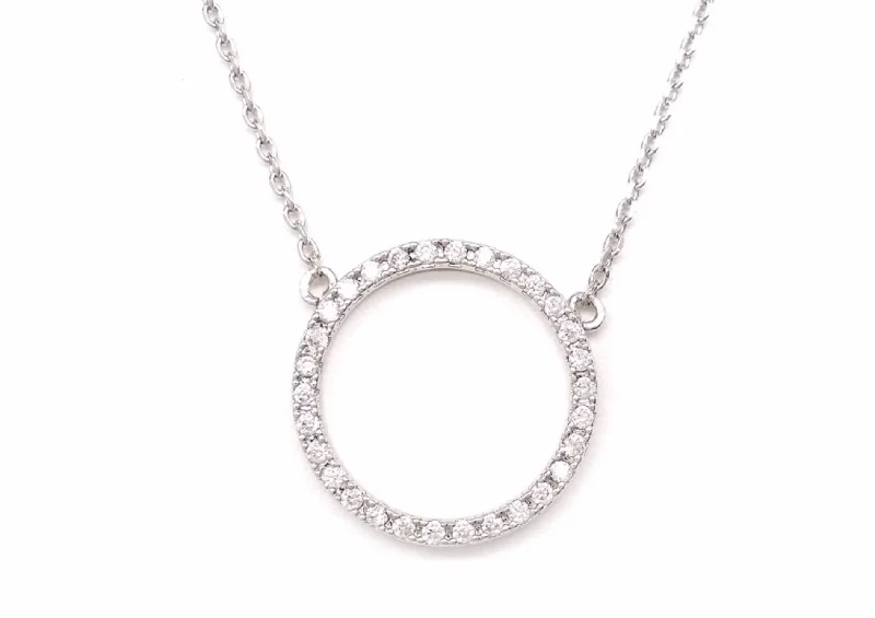 Necklaces and pendants with ocean-inspired designs for a refreshing, beachy feel-Small Pave Circle Necklace