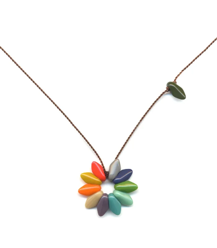 Necklaces and pendants with personalized charms for a custom piece of jewelry-Small Rainbow Flower Necklace