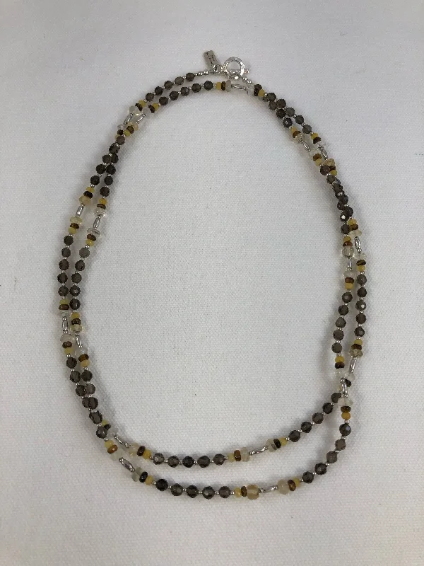 Beautiful necklaces and pendants with gemstone teardrops for an elegant effect-Smoky Quartz, Citrine, Hill Tribe Silver, Yellow Jade Tigers Eye Necklace