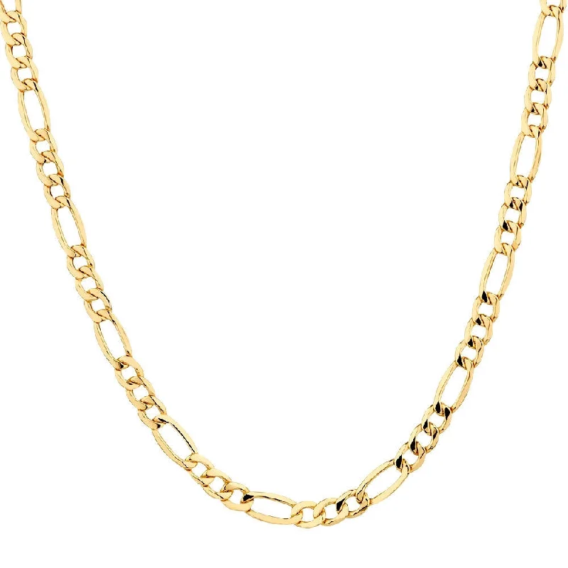 Necklaces and pendants with love knot designs for a romantic, meaningful symbol-Solid 10K Gold Diamond Cut Italian Crafted Figaro Chain - Assorted Sizes