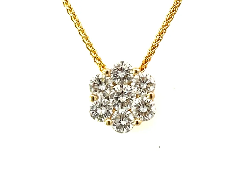 Unique necklaces and pendants with artistic shapes for a creative, one-of-a-kind design-Solid 14k Yellow Gold Diamond Flower Pendant