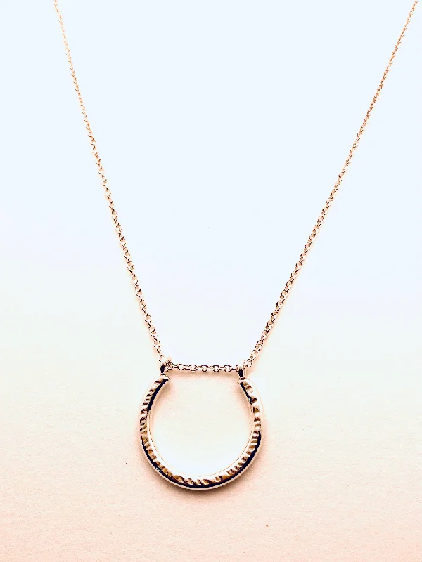 Necklaces and pendants with love knot designs for a romantic, meaningful symbol-Sterling Silver Hammered Horseshoe Necklace