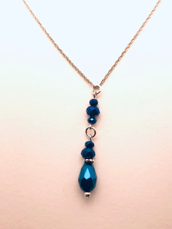 Necklaces and pendants with enamel accents for a colorful, eye-catching appearance-Sterling Silver Necklace with Blue Crystals