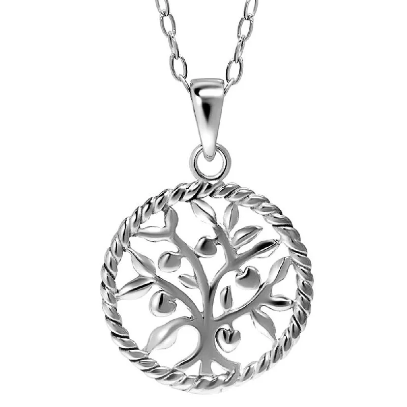 Best necklaces and pendants with intricate filigree for vintage-inspired elegance-Sterling Silver Round Tree Of Life Necklace