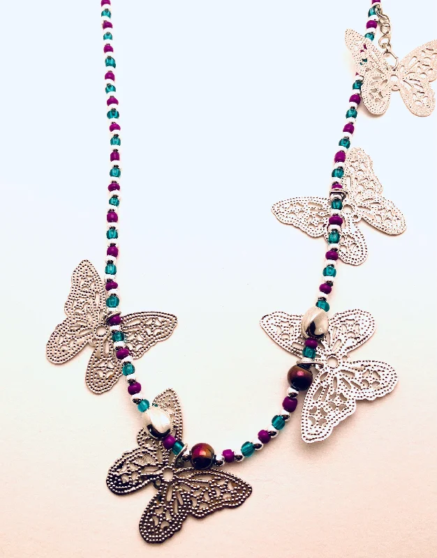 Beautiful necklaces and pendants with gemstone teardrops for an elegant effect-The Butterfly Fly Away Beaded Bag Charm