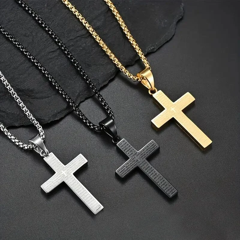 Best necklaces and pendants with personalized coordinates for a special keepsake-Titanium Steel Cross Pendant Necklace