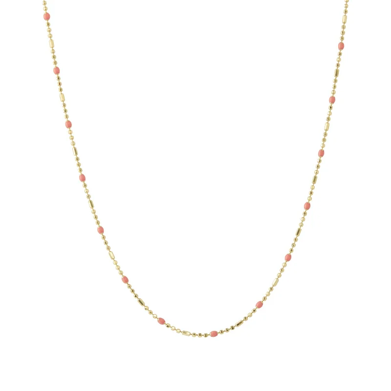 Necklaces and pendants with diamond pendants for a luxurious sparkling effect-16" Coral Dot Ball Chain Necklace