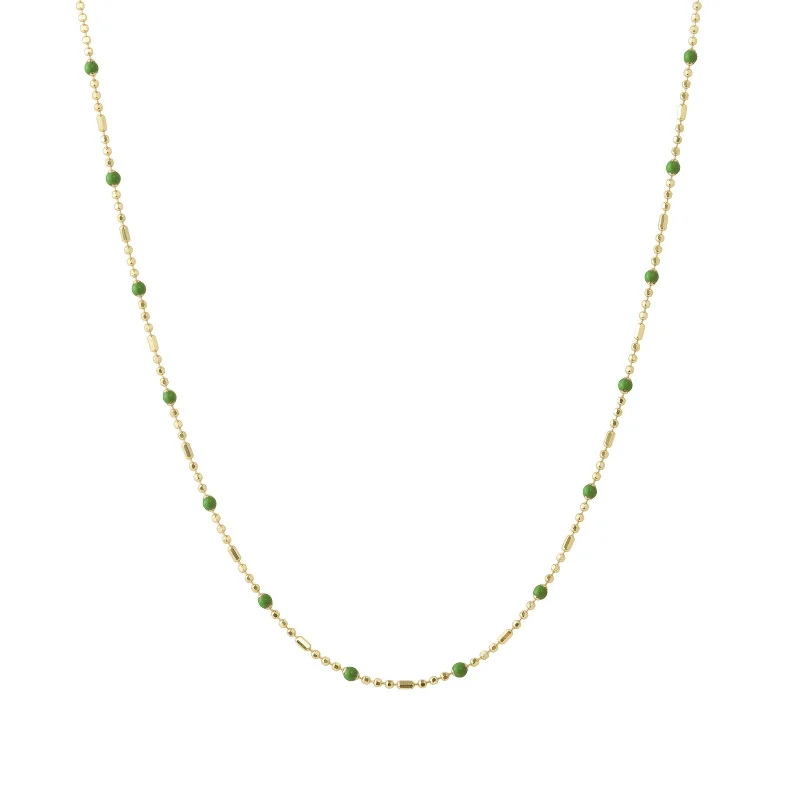 Necklaces and pendants with custom engravings for a personal, meaningful gift-16" Kelly Green Dot Ball Chain Necklace