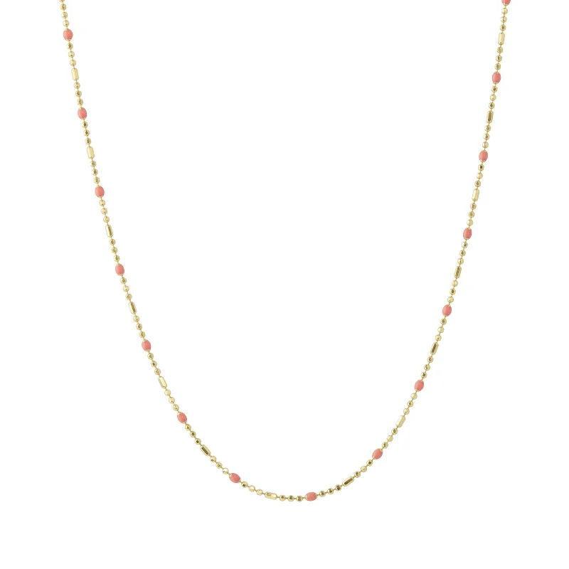 Best necklaces and pendants with matching earrings for a coordinated, elegant look-18" Coral Dot Ball Chain Necklace