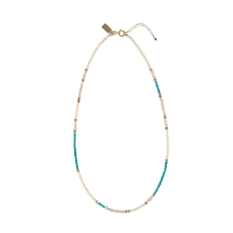 Best necklaces and pendants with cross pendants for a spiritual, meaningful symbol-Utulivu Turquoise Beaded Necklace - PEARL/TAUPE/ROSE GOLD/TURQUOISE/TRANSLUSCENT PINK/HONEY