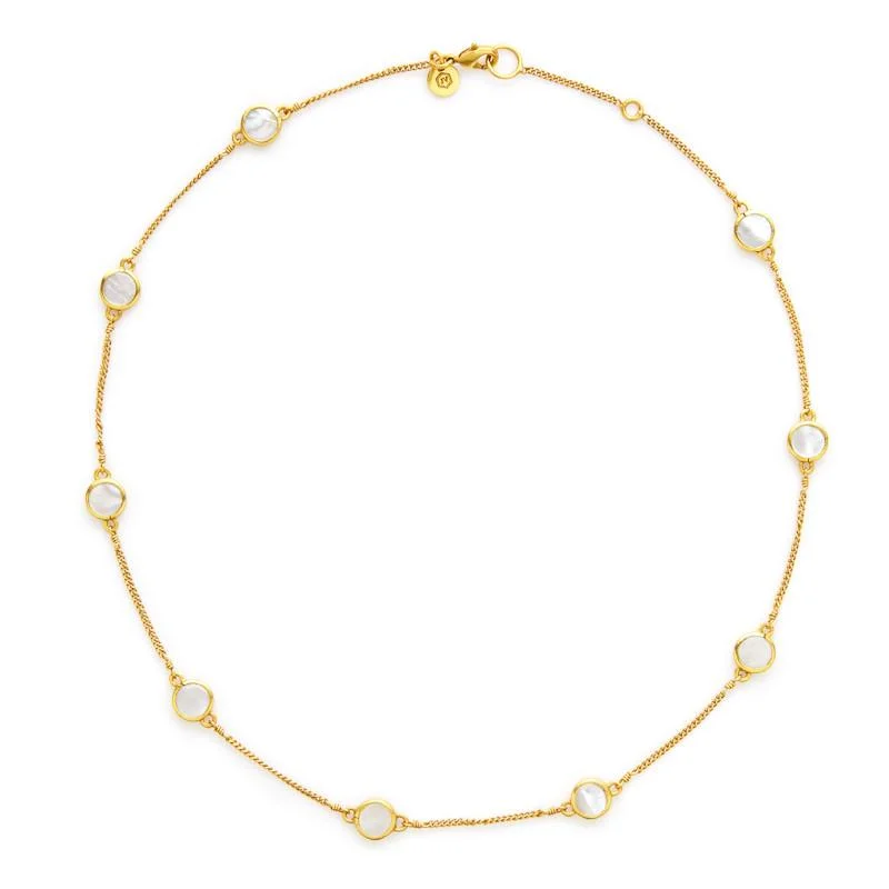 Stunning necklaces and pendants with ruby and diamond combinations for a luxurious effect-Valencia Delicate Station Necklace MOP